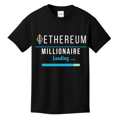 Ethereum Millionaire Loading, Blockchain, ETH Crypto, HODL ETH Kids T-Shirt