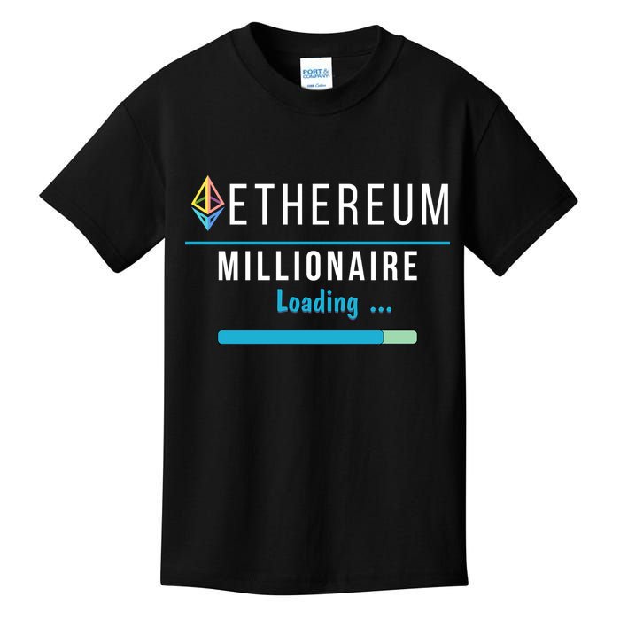 Ethereum Millionaire Loading, Blockchain, ETH Crypto, HODL ETH Kids T-Shirt