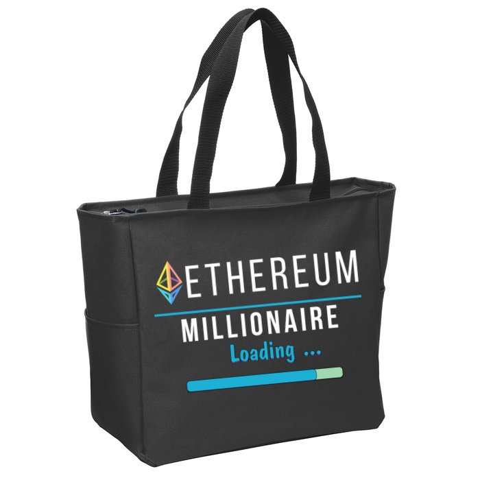 Ethereum Millionaire Loading, Blockchain, ETH Crypto, HODL ETH Zip Tote Bag