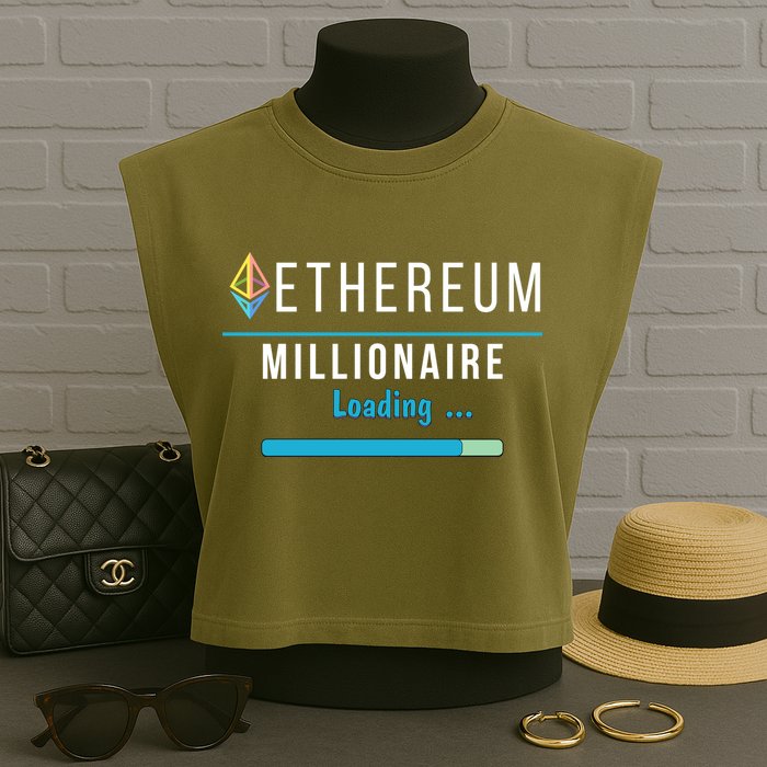 Ethereum Millionaire Loading, Blockchain, ETH Crypto, HODL ETH Garment-Dyed Women's Muscle Tee