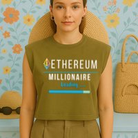Ethereum Millionaire Loading, Blockchain, ETH Crypto, HODL ETH Garment-Dyed Women's Muscle Tee