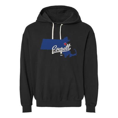 Everett Massachusetts MA Map Garment-Dyed Fleece Hoodie