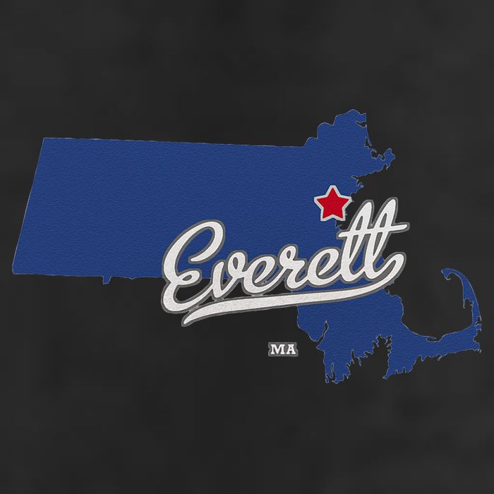 Everett Massachusetts MA Map Garment-Dyed Fleece Hoodie