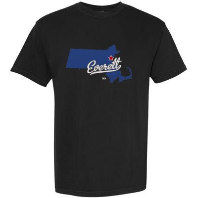 Everett Massachusetts MA Map Garment-Dyed Heavyweight T-Shirt