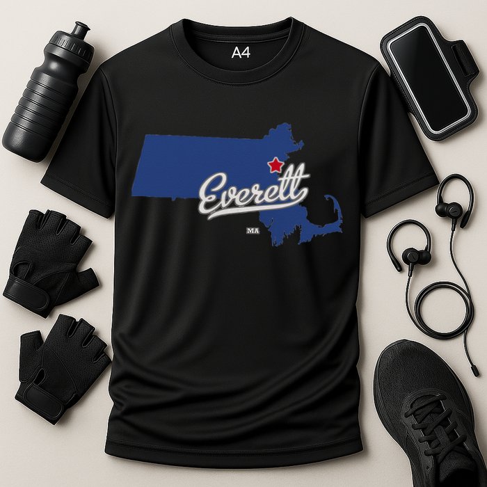 Everett Massachusetts MA Map Performance Shirt