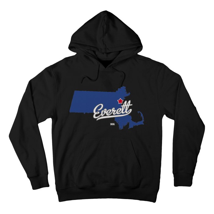 Everett Massachusetts MA Map Hoodie