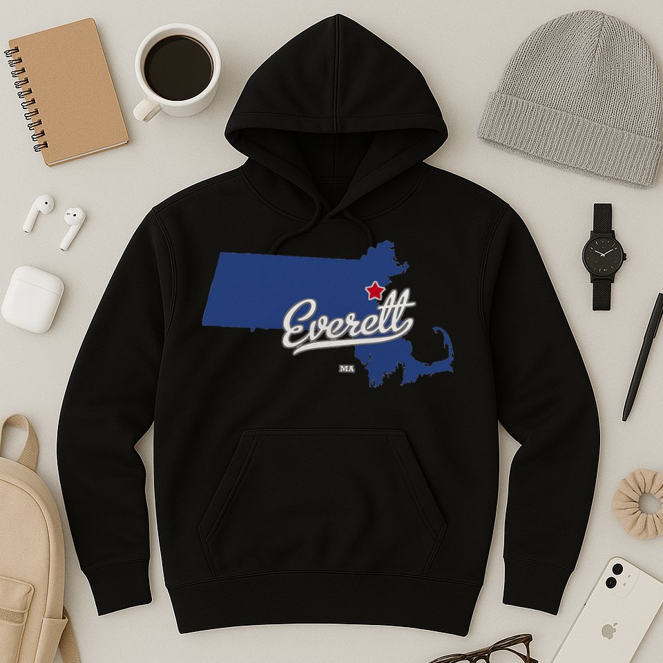 Everett Massachusetts MA Map Hoodie