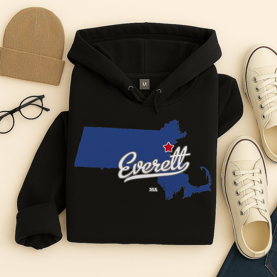Everett Massachusetts MA Map Hoodie