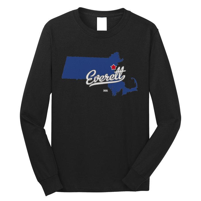 Everett Massachusetts MA Map Long Sleeve Shirt