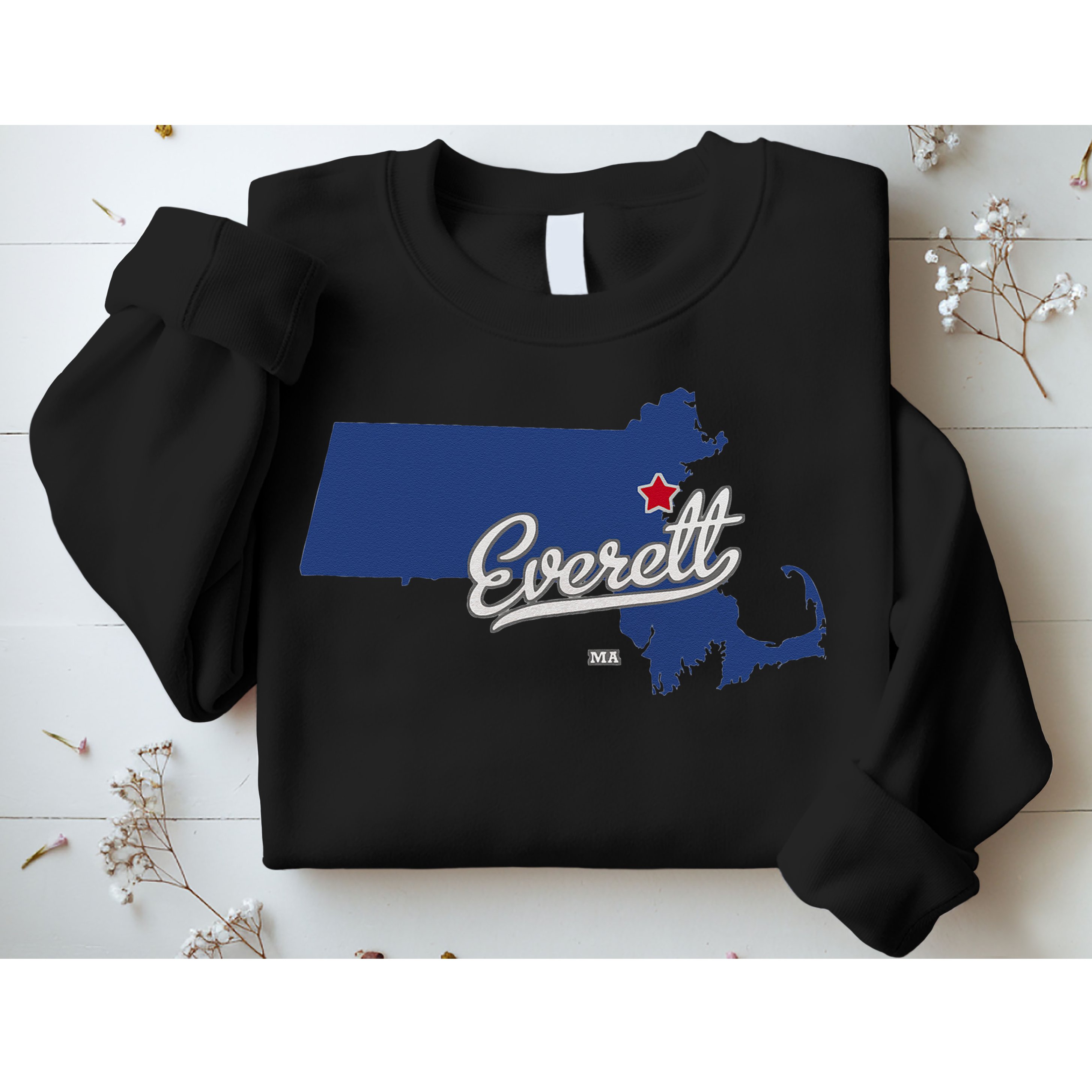 Everett Massachusetts MA Map Sweatshirt