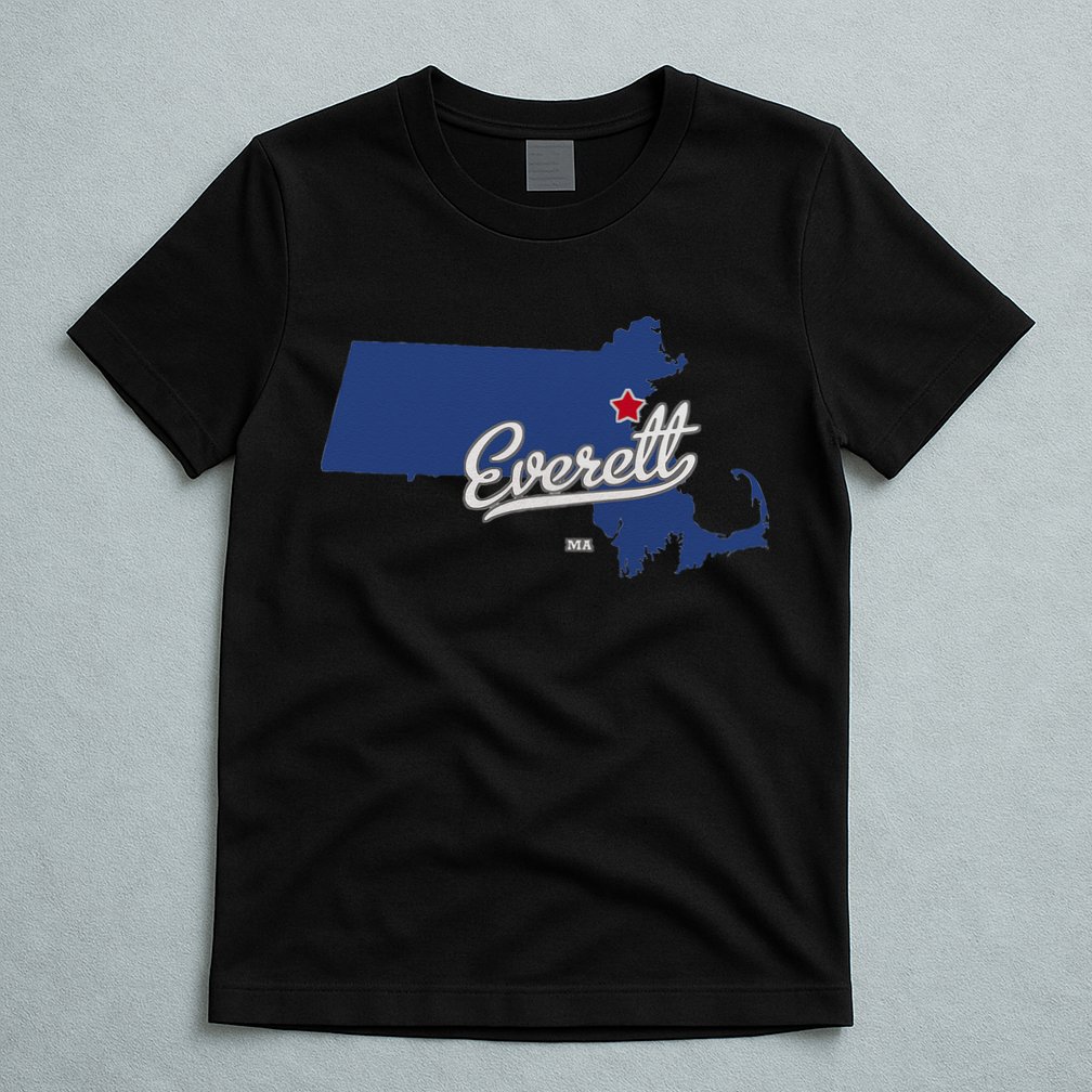 Everett Massachusetts MA Map T-Shirt