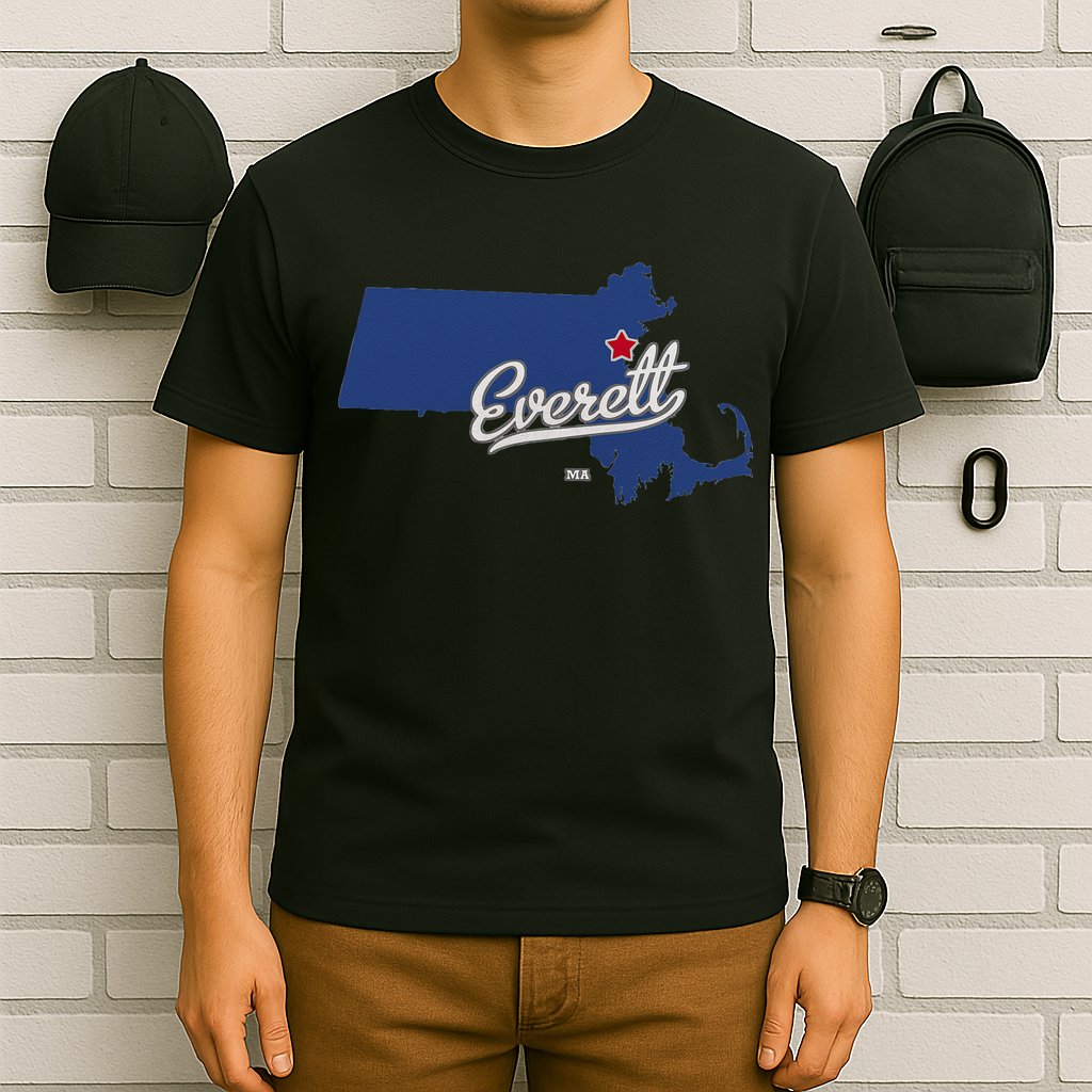 Everett Massachusetts MA Map T-Shirt
