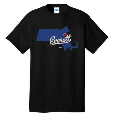 Everett Massachusetts MA Map Tall T-Shirt