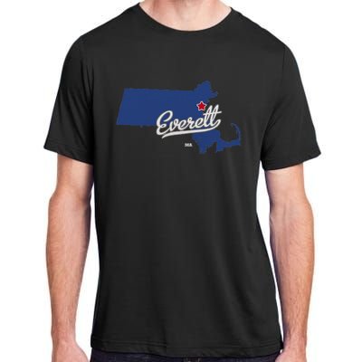 Everett Massachusetts MA Map Adult ChromaSoft Performance T-Shirt