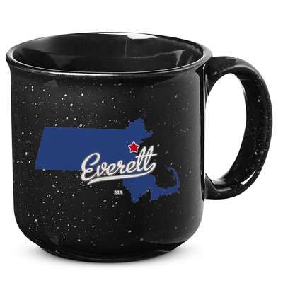 Everett Massachusetts MA Map 15oz Campfire Ceramic Mug