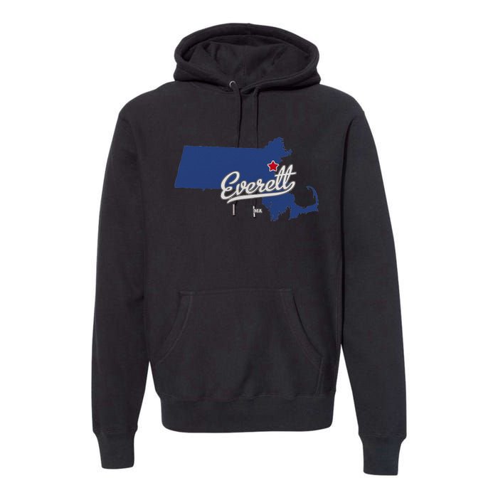 Everett Massachusetts MA Map Premium Hoodie