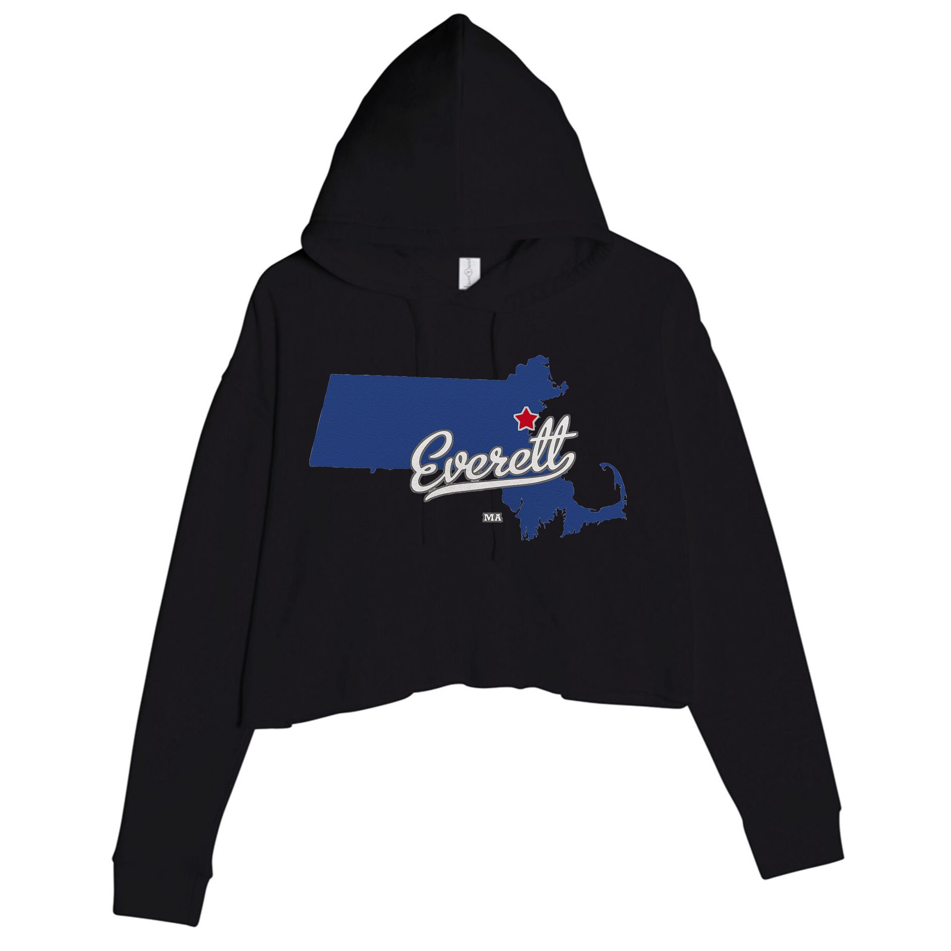 Everett Massachusetts MA Map Crop Fleece Hoodie