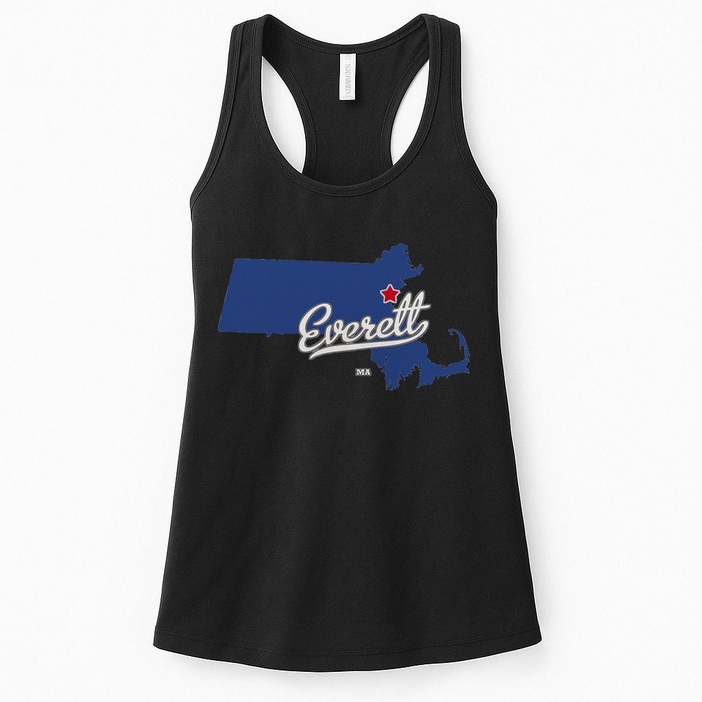 Everett Massachusetts MA Map Womens Tank Top