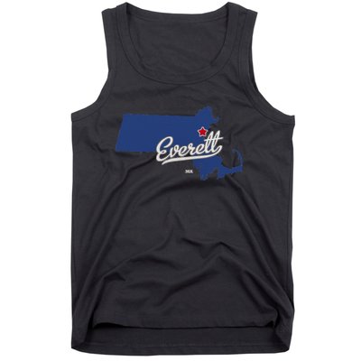 Everett Massachusetts MA Map Tank Top