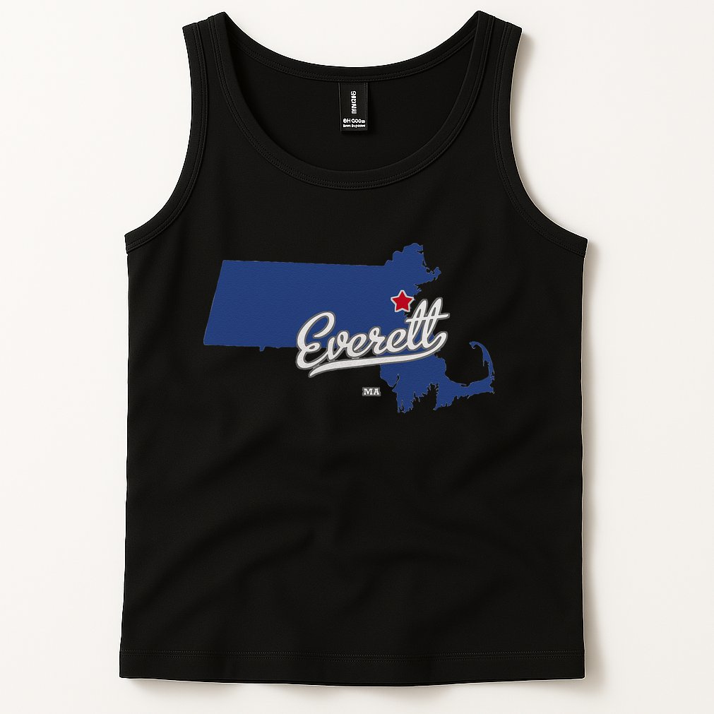 Everett Massachusetts MA Map Tank Top