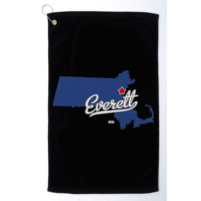 Everett Massachusetts MA Map Golf Towel