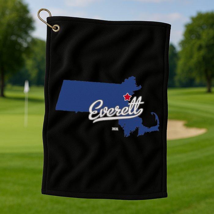 Everett Massachusetts MA Map Golf Towel