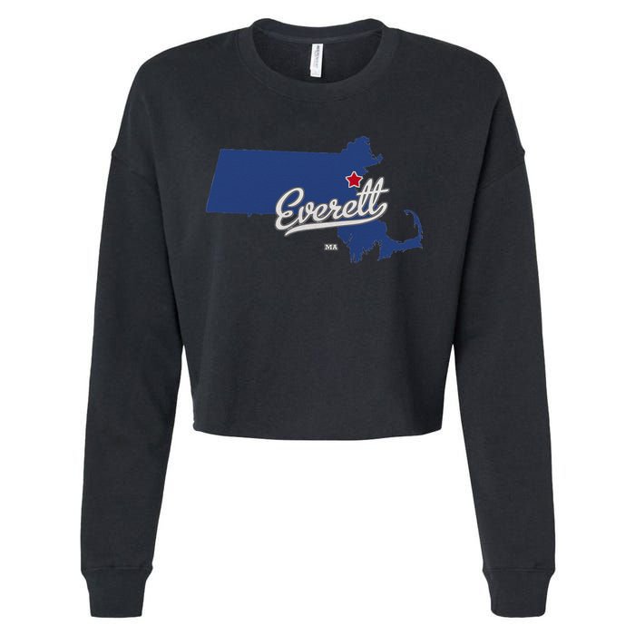 Everett Massachusetts MA Map Cropped Pullover Crew