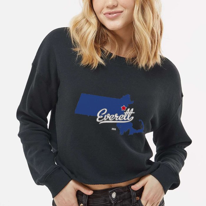 Everett Massachusetts MA Map Cropped Pullover Crew