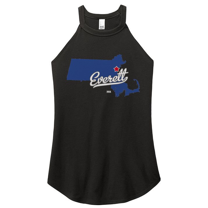 Everett Massachusetts MA Map Women's Perfect Tri Rocker Tank
