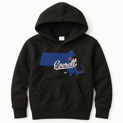 Everett Massachusetts MA Map Kids Hoodie
