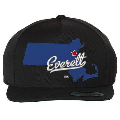 Everett Massachusetts MA Map Wool Snapback Cap