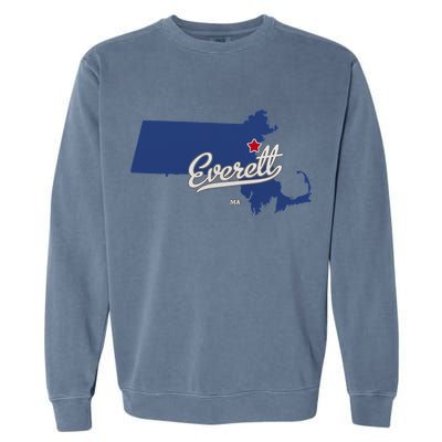 Everett Massachusetts MA Map Garment-Dyed Sweatshirt