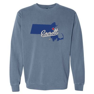 Everett Massachusetts MA Map Garment-Dyed Sweatshirt