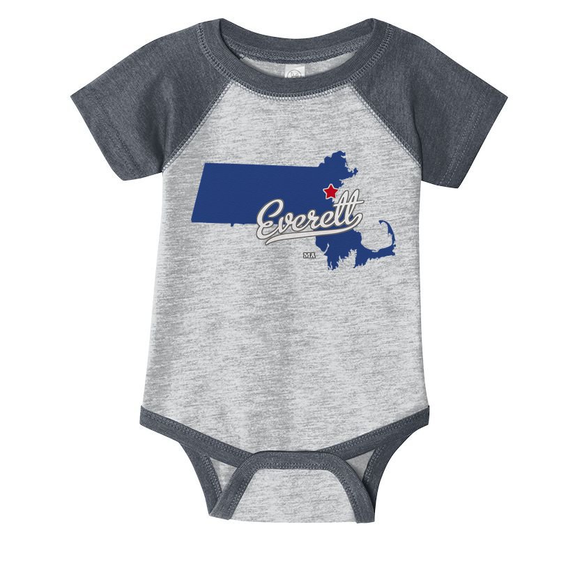 Everett Massachusetts MA Map Infant Baby Jersey Bodysuit