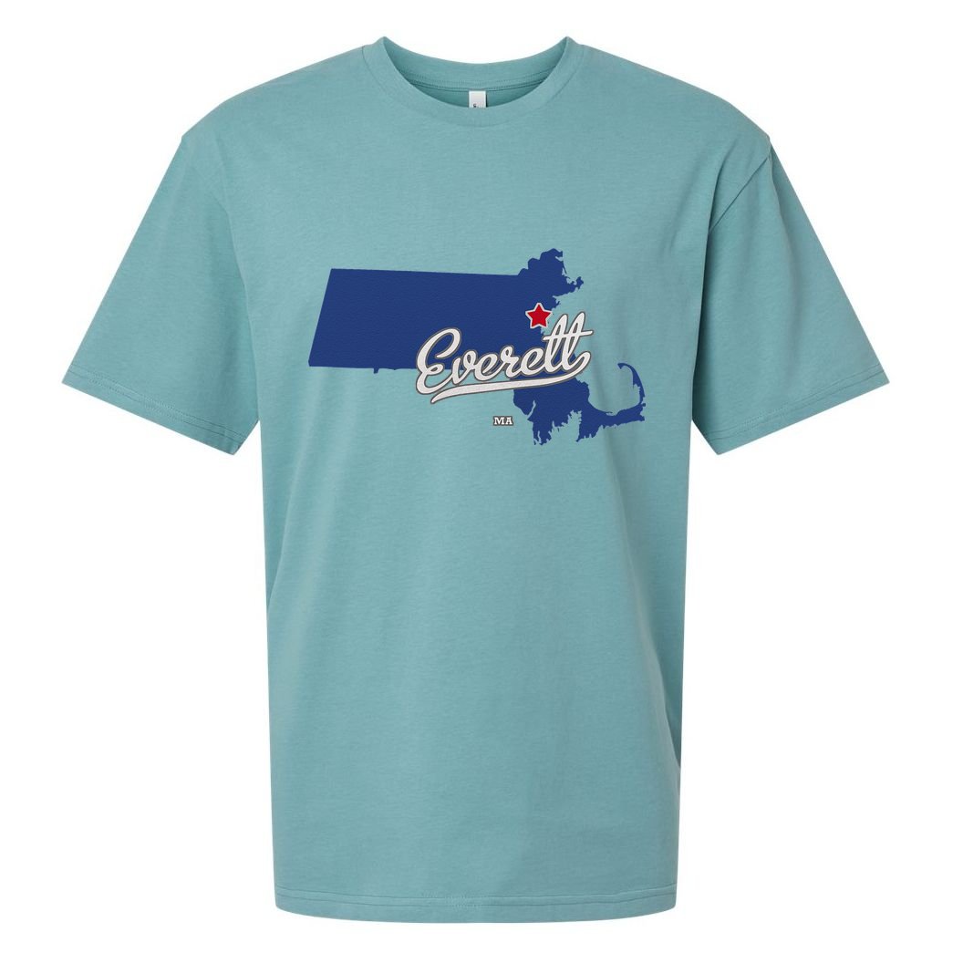 Everett Massachusetts MA Map Sueded Cloud Jersey T-Shirt