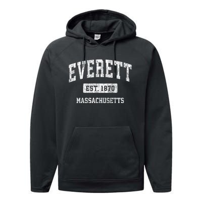 Everett Massachusetts Ma Vintage Sports Performance Fleece Hoodie