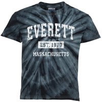 Everett Massachusetts Ma Vintage Sports Kids Tie-Dye T-Shirt