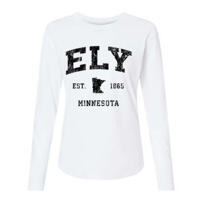 Ely Minnesota Mn Vintage Athletic Black Sports Design Womens Cotton Relaxed Long Sleeve T-Shirt