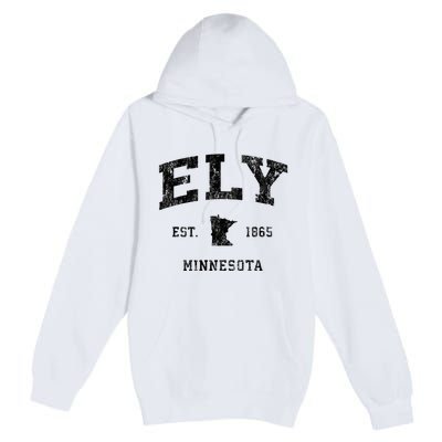 Ely Minnesota Mn Vintage Athletic Black Sports Design Premium Pullover Hoodie