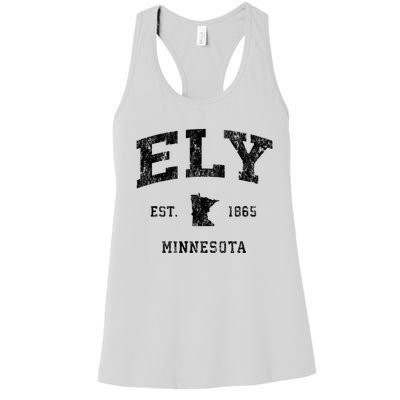 Ely Minnesota Mn Vintage Athletic Black Sports Design Women's Racerback Tank