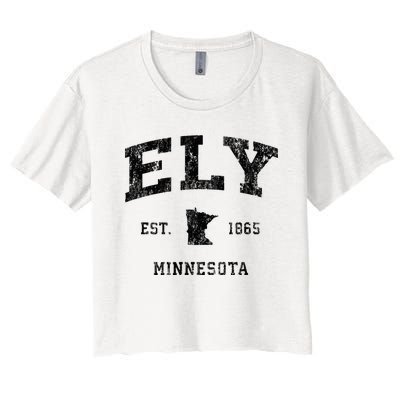 Ely Minnesota Mn Vintage Athletic Black Sports Design Women's Crop Top Tee