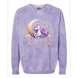 Eid Mubarak Mom Girl Eid Mubarak Unicorn Cute Colorblast Crewneck Sweatshirt