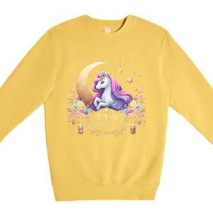 Eid Mubarak Mom Girl Eid Mubarak Unicorn Cute Premium Crewneck Sweatshirt