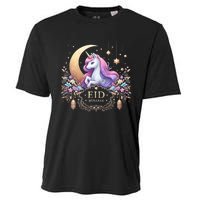 Eid Mubarak Mom Girl Eid Mubarak Unicorn Cute Cooling Performance Crew T-Shirt