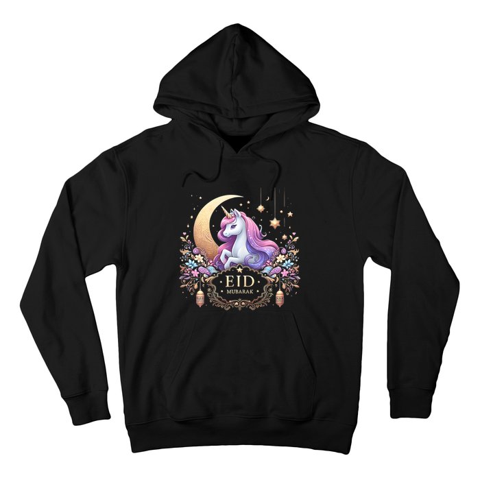 Eid Mubarak Mom Girl Eid Mubarak Unicorn Cute Hoodie