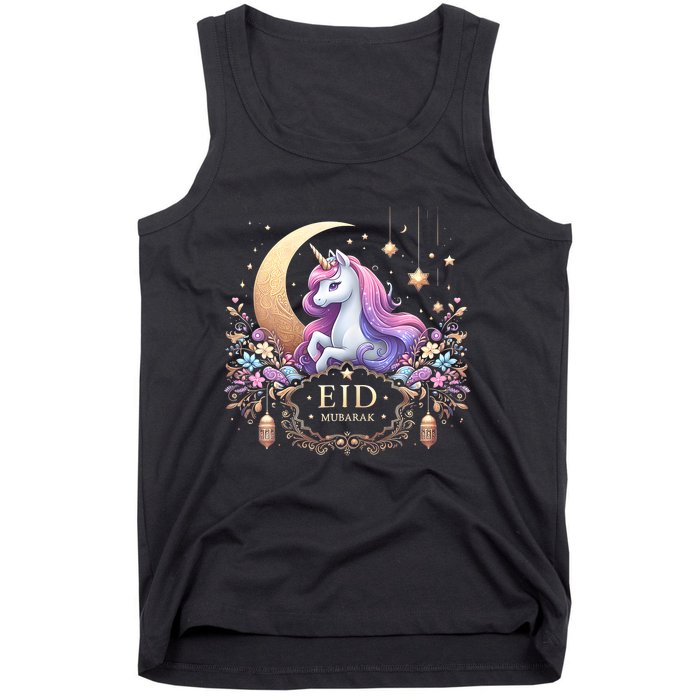 Eid Mubarak Mom Girl Eid Mubarak Unicorn Cute Tank Top