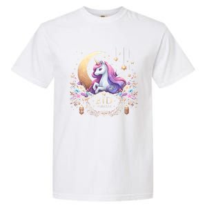 Eid Mubarak Mom Girl Eid Mubarak Unicorn Cute Garment-Dyed Heavyweight T-Shirt