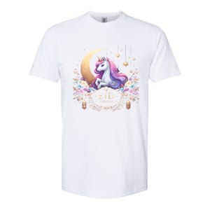 Eid Mubarak Mom Girl Eid Mubarak Unicorn Cute Softstyle CVC T-Shirt