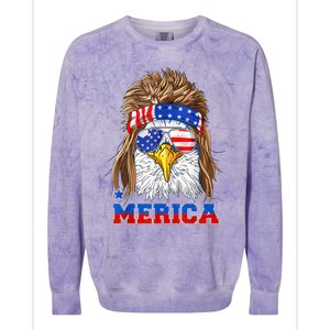 Eagle Mullet Merica Men 4th Of July American Flag USA Colorblast Crewneck Sweatshirt