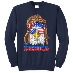 Eagle Mullet Merica Men 4th Of July American Flag USA Tall Sweatshirt